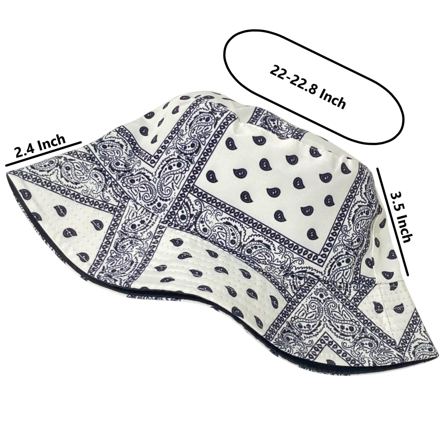 Unisex Bandana Paisley Bucket Hat Reversible Double-Side-Wear Packable for Travel, Outdoors, and Beach