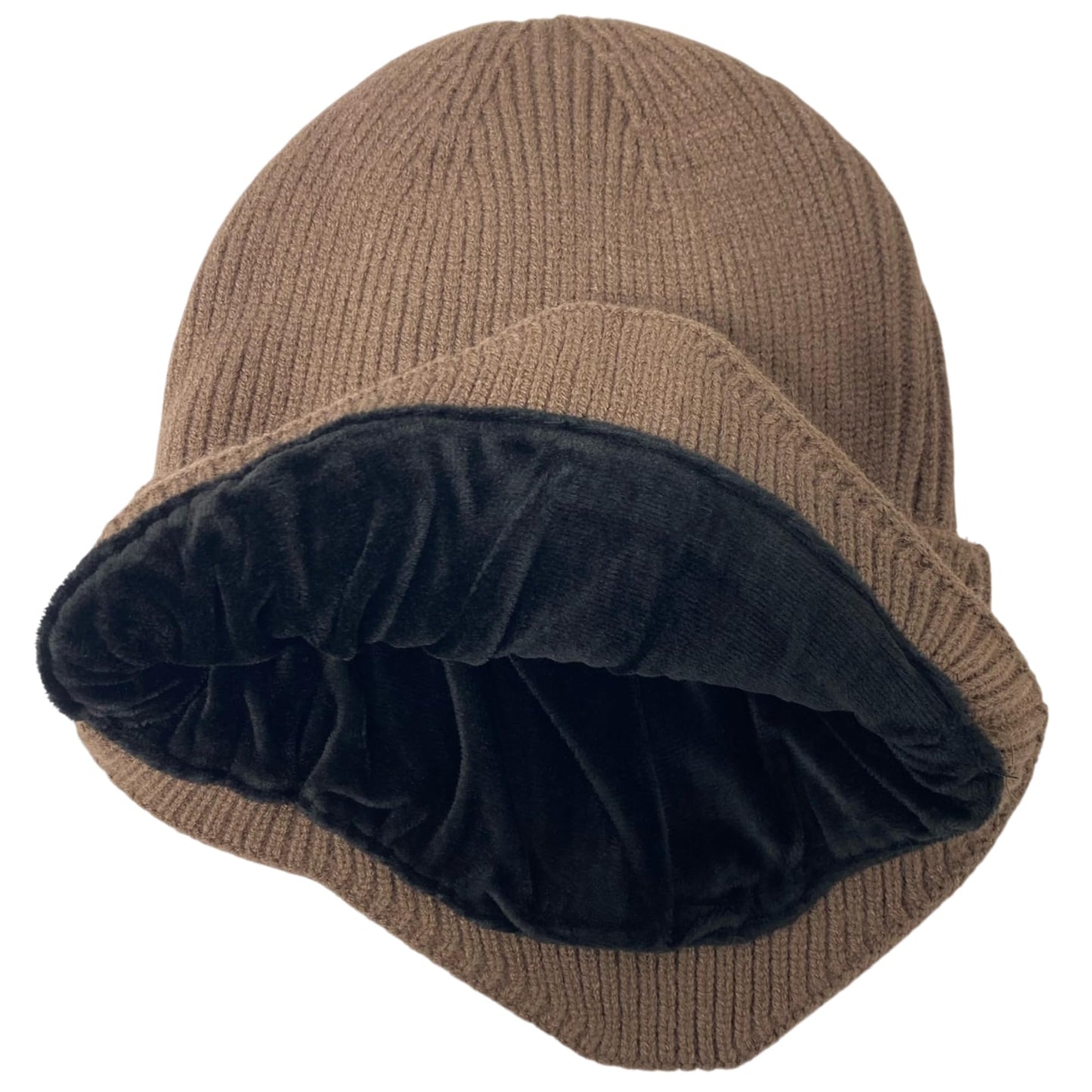 Super Soft Plush-Lined Solid Color Knitted Sport Cuffed Hat with Ear Cover