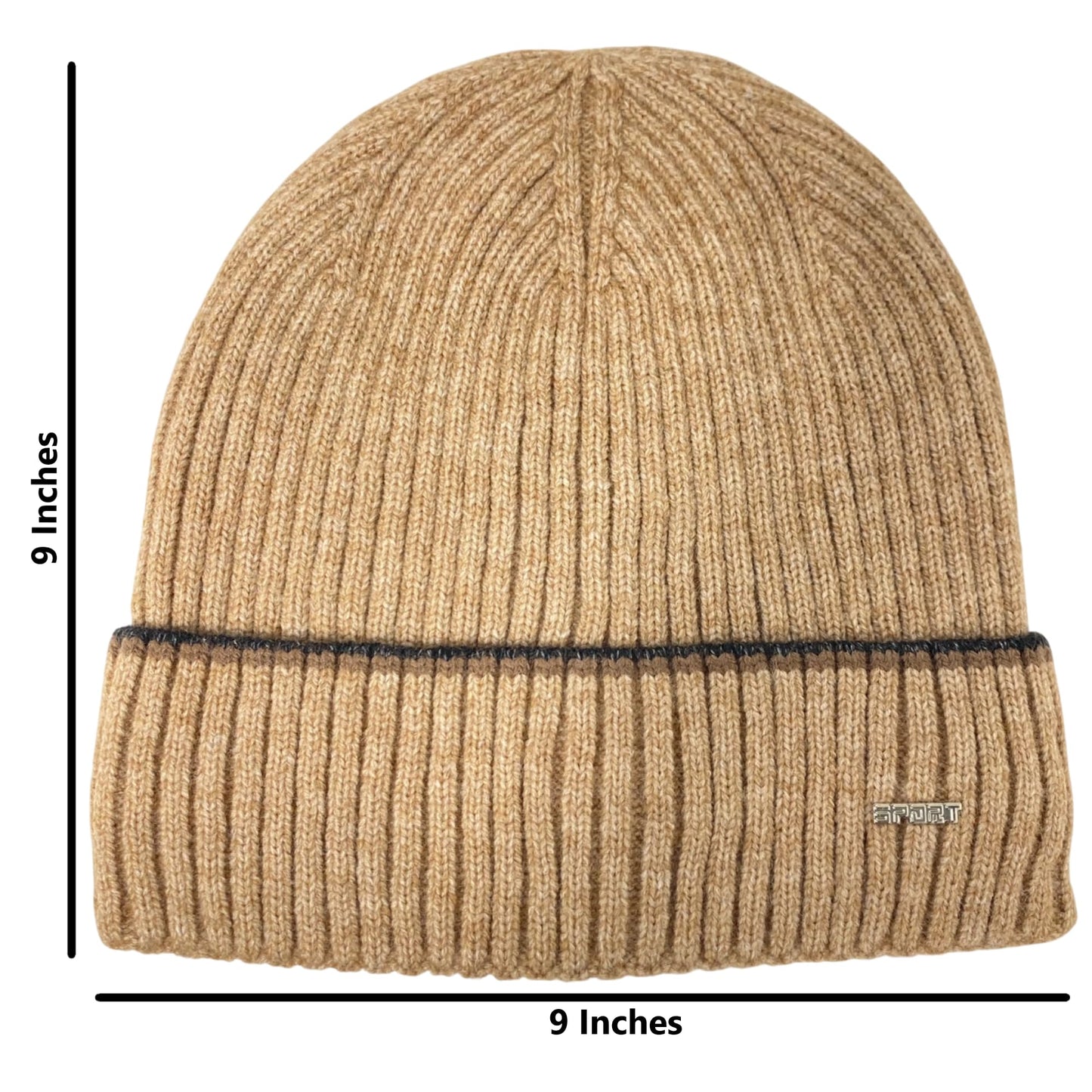 Unisex Super Soft Plush-Lined Solid Color Knitted Sport Cuffed Winter Hat