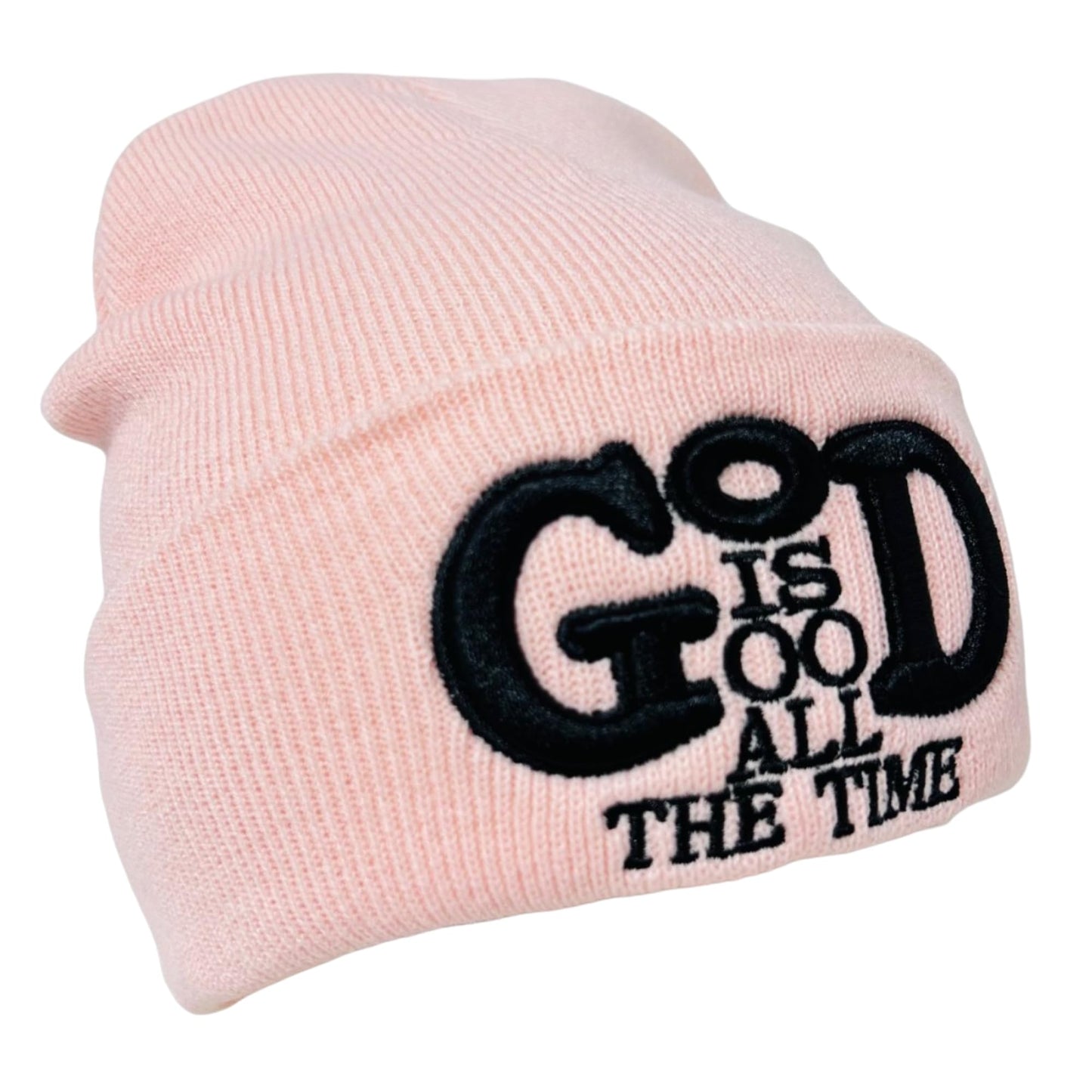 Roytrense Unisex 3D Embroidered God is Good All The Time Winter Knit Beanie
