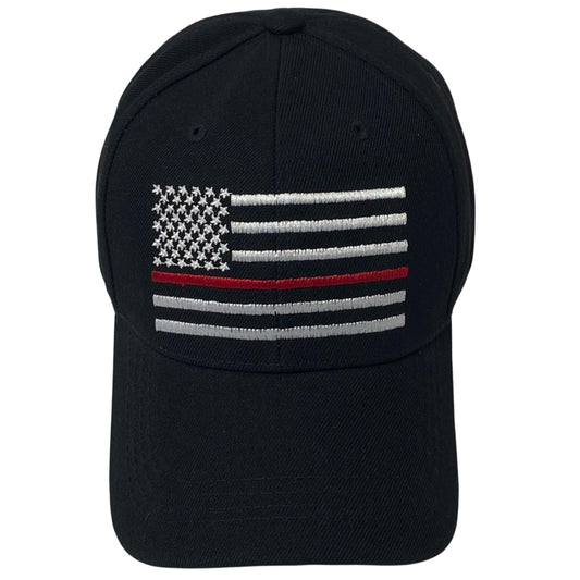 Unisex Embroidered Thin Red Line Flag Baseball Cap – Patriotic Firefighter Support Dad Hat
