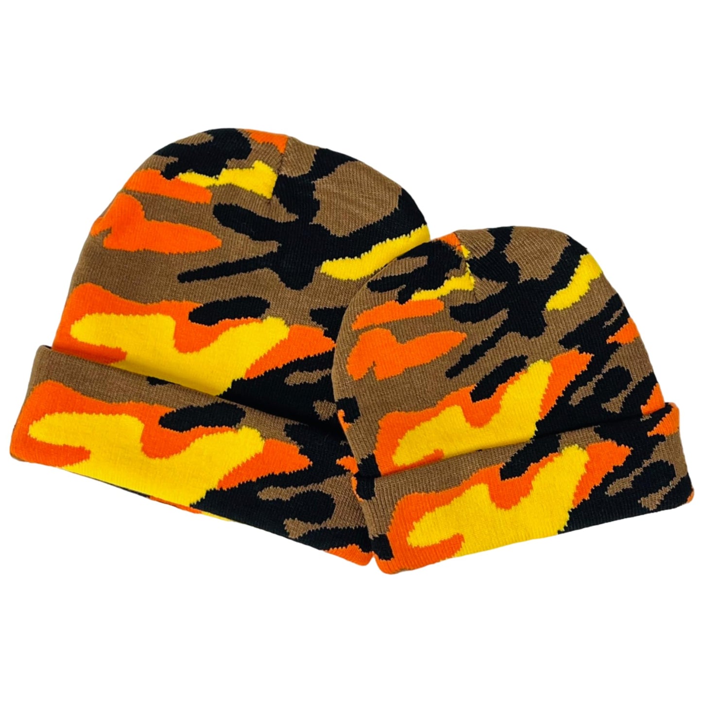 Super Soft Adult & Child Camo Print Winter Knit Beanie Set