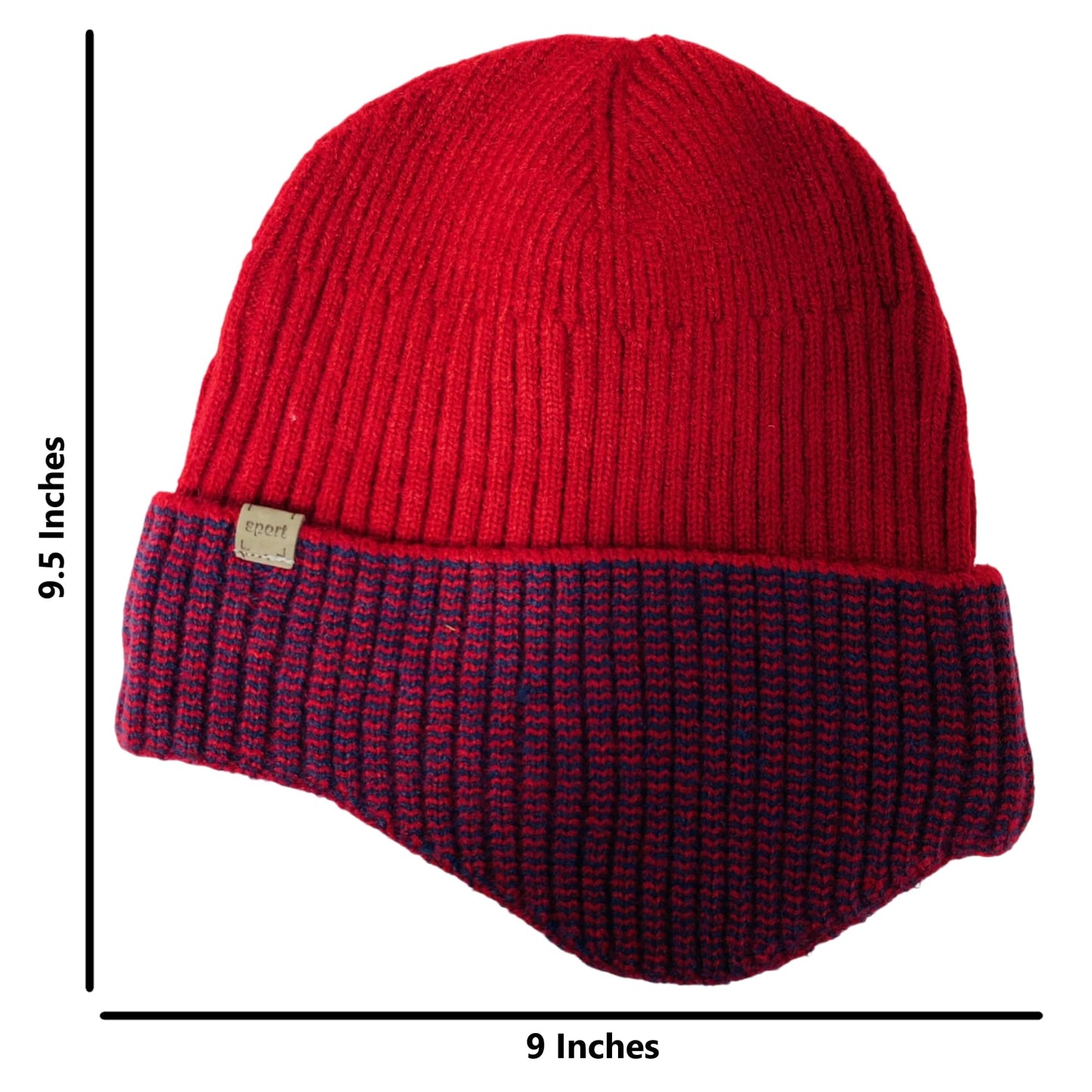 Super Soft Plush-Lined Solid Color Knitted Sport Cuffed Hat with Ear Cover