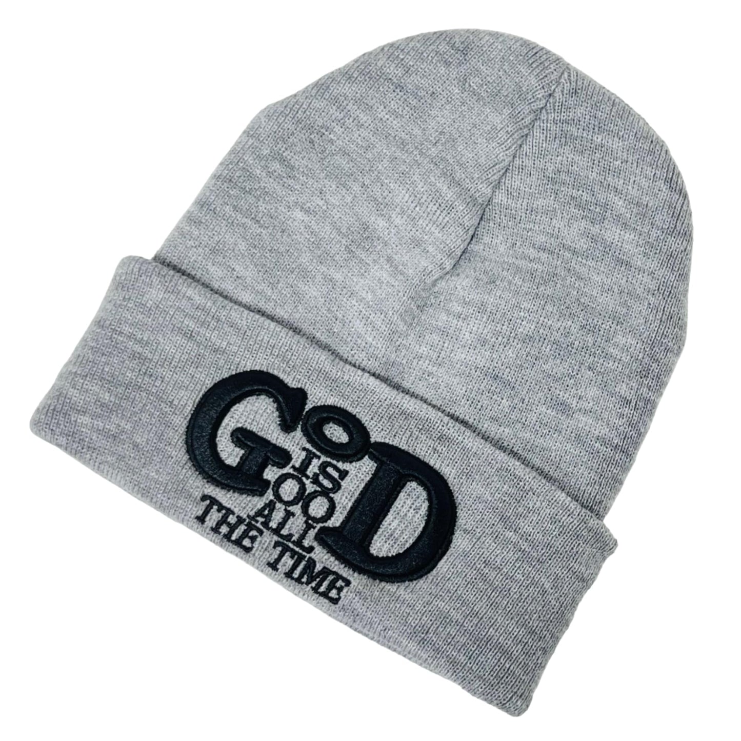 Roytrense Unisex 3D Embroidered God is Good All The Time Winter Knit Beanie