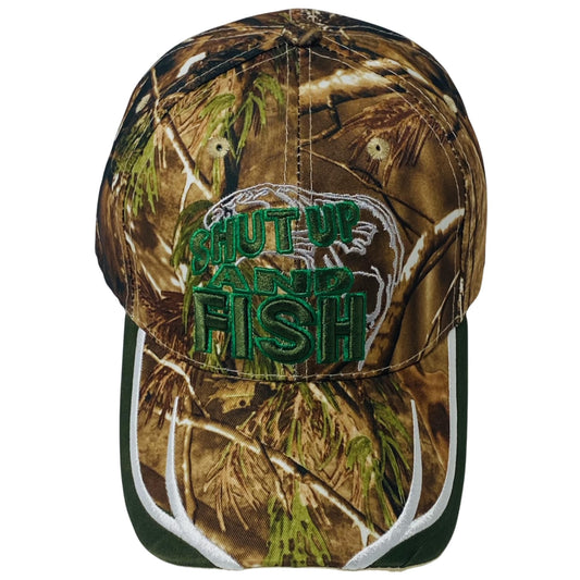 Roytrense Unisex Embroidered Shut Up and Fish Baseball Cap – Adjustable Outdoor Fishing Hat