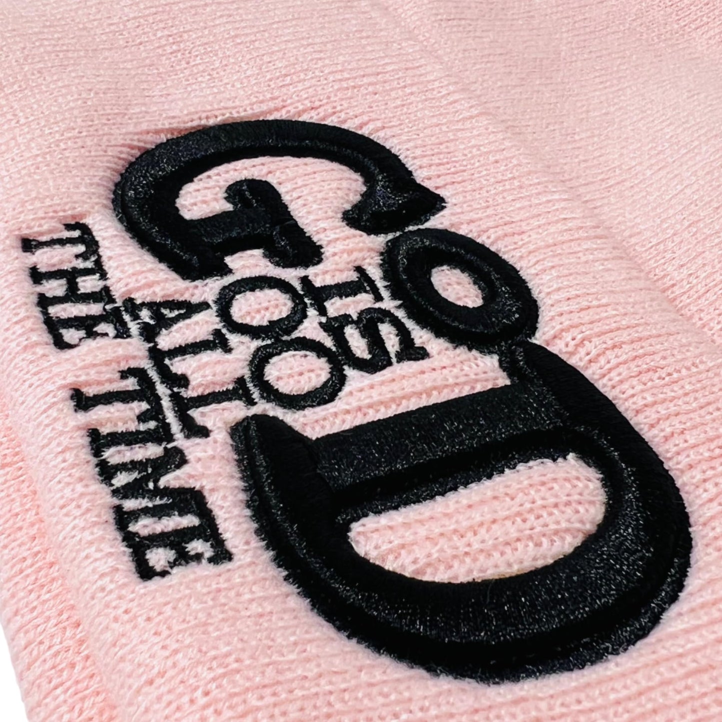 Roytrense Unisex 3D Embroidered God is Good All The Time Winter Knit Beanie