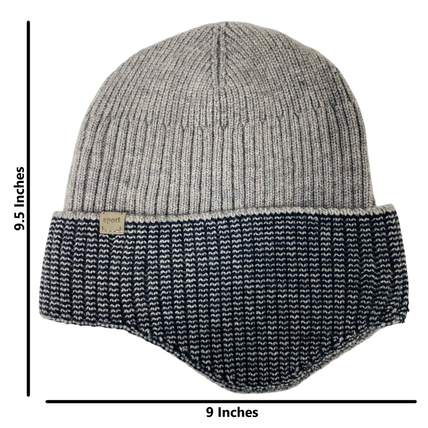 Super Soft Plush-Lined Solid Color Knitted Sport Cuffed Hat with Ear Cover