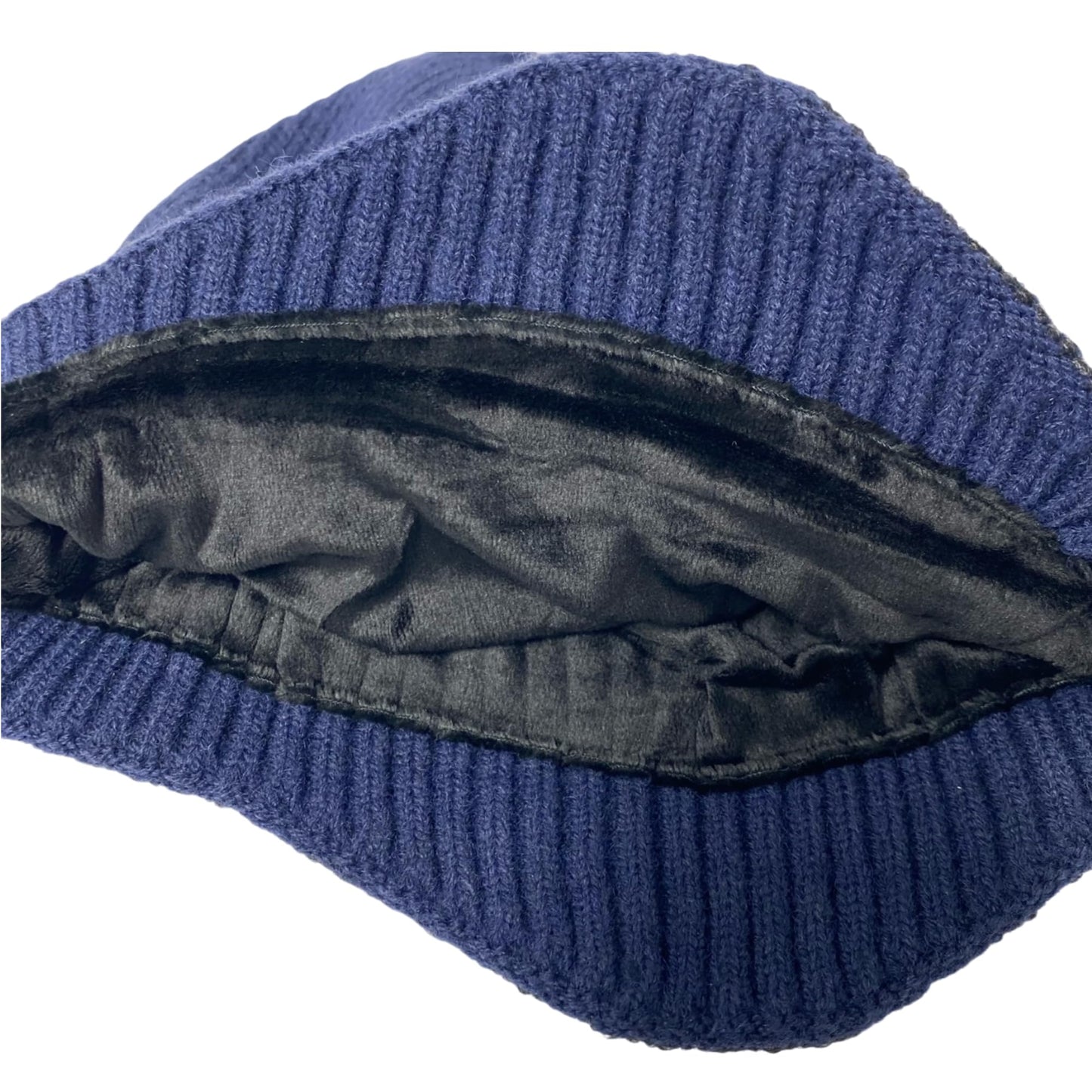 Super Soft Plush-Lined Solid Color Knitted Sport Cuffed Hat with Ear Cover