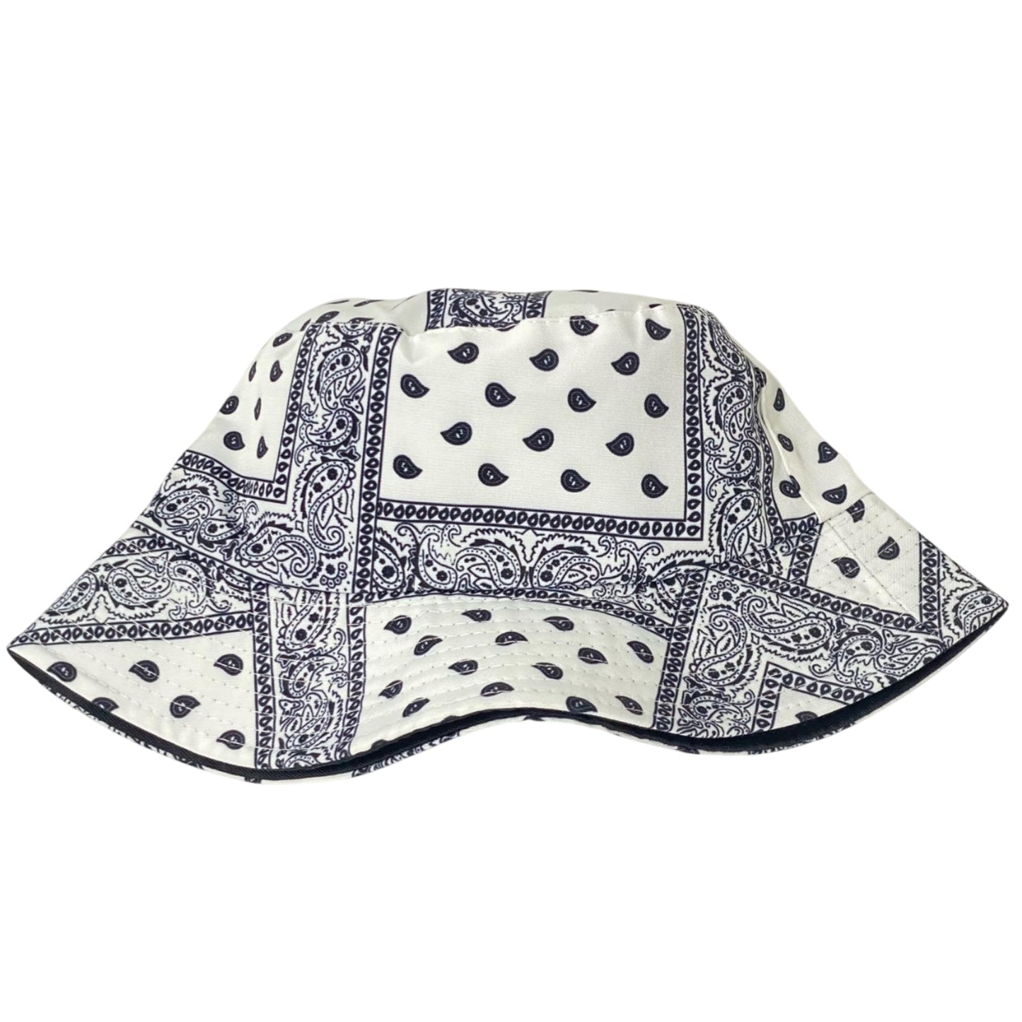 Unisex Bandana Paisley Bucket Hat Reversible Double-Side-Wear Packable for Travel, Outdoors, and Beach