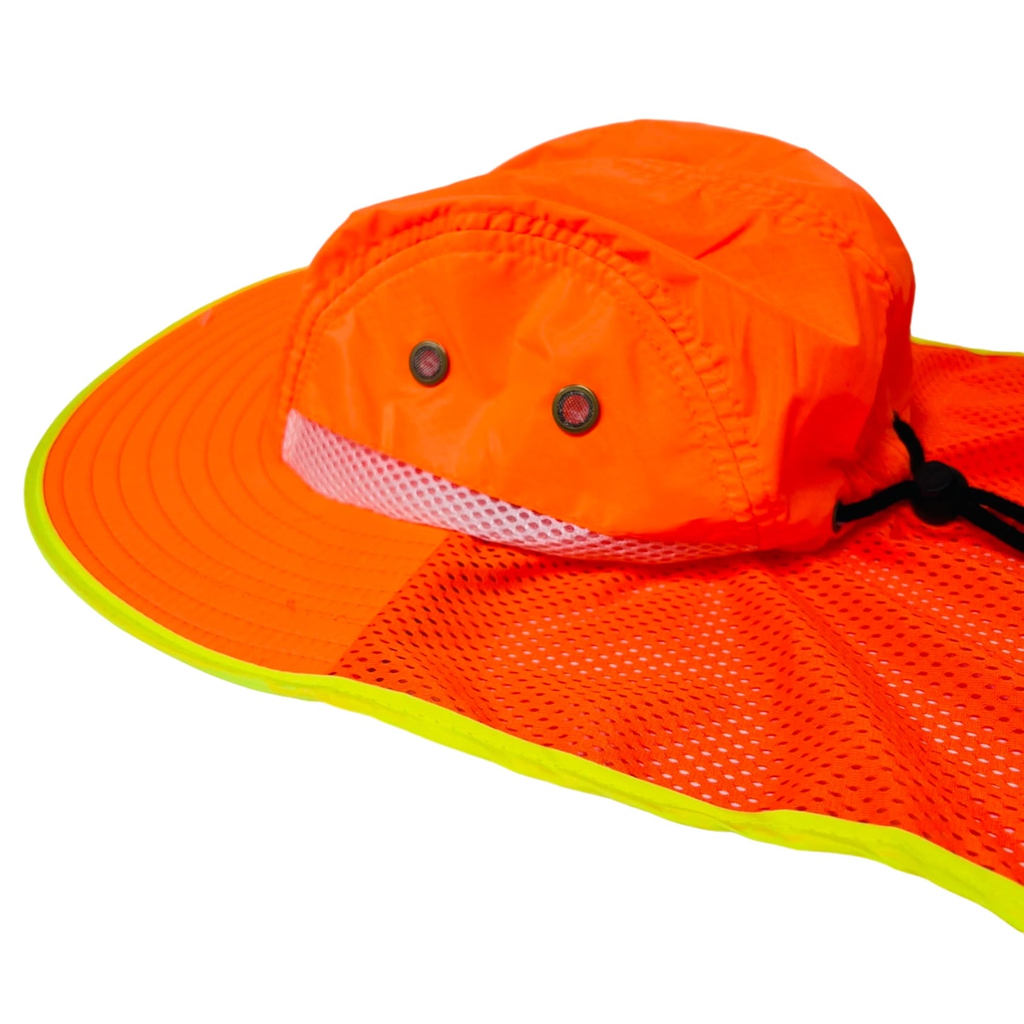 Packable and Adjustable High Visibility Mesh Boonie Sun Hat with Neck Flap and Reflective Stripe