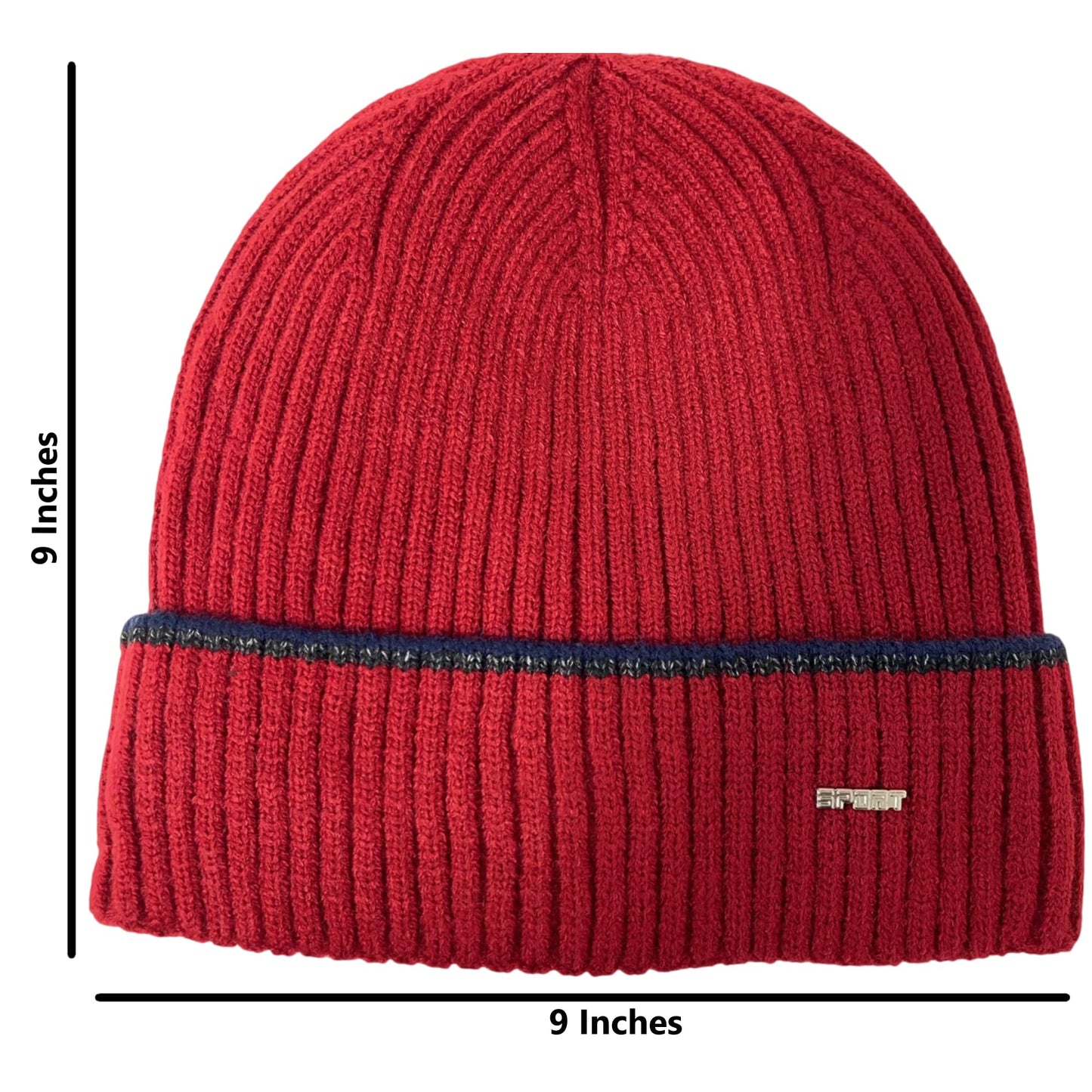 Unisex Super Soft Plush-Lined Solid Color Knitted Sport Cuffed Winter Hat