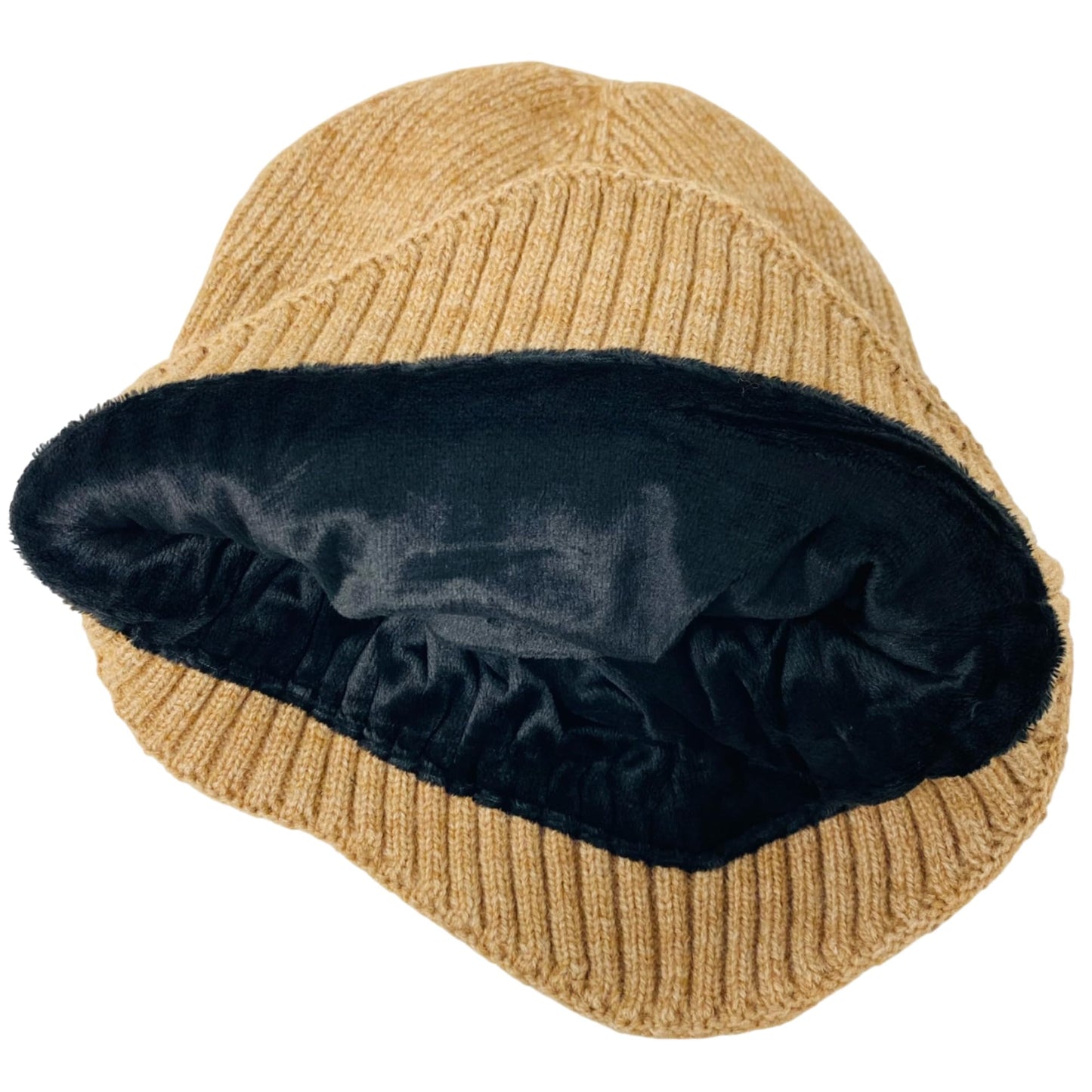 Super Soft Plush-Lined Solid Color Knitted Sport Cuffed Hat with Ear Cover