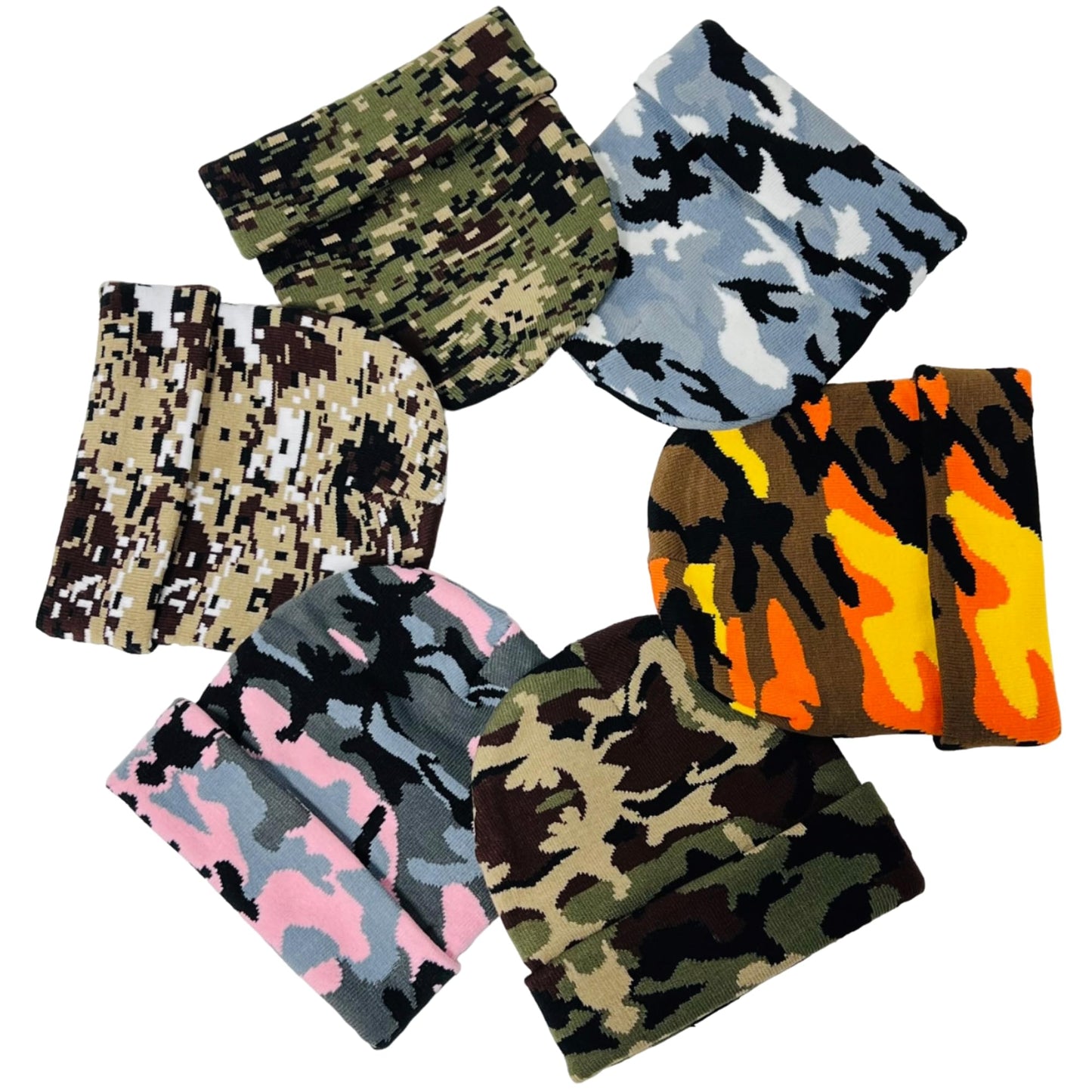 Roytrense Super Soft Child Unisex Camo Print Winter Knit Beanie