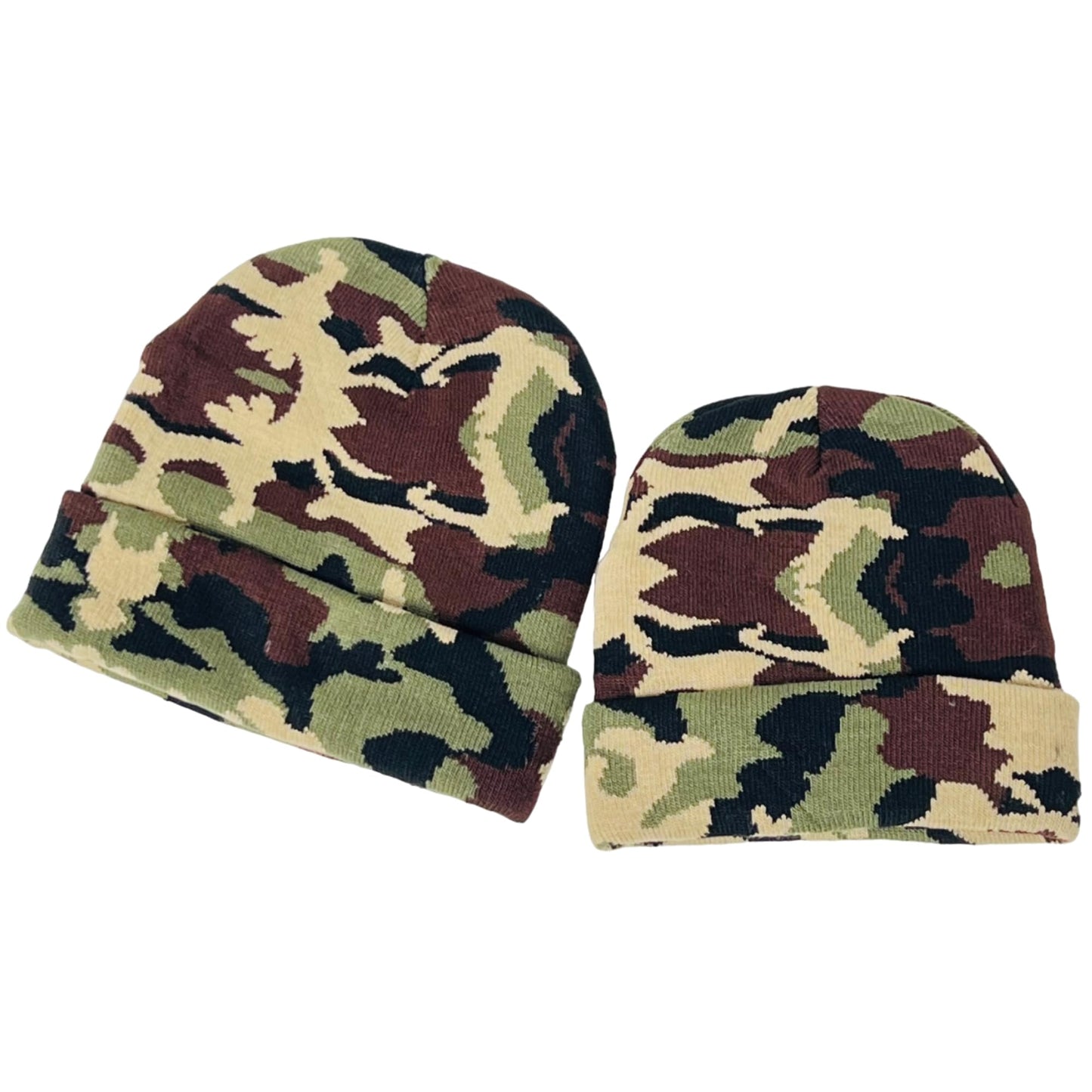 Super Soft Adult & Child Camo Print Winter Knit Beanie Set