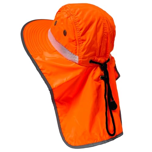 Packable and Adjustable Neon Boonie Sun Hat with Neck Flap