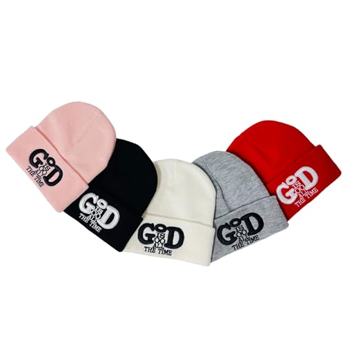 Roytrense Unisex 3D Embroidered God is Good All The Time Winter Knit Beanie