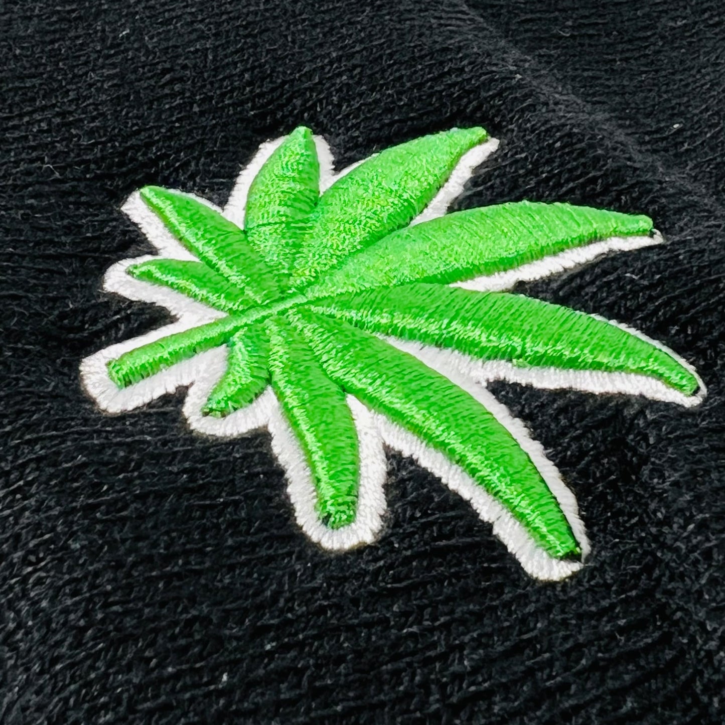 Unisex Embroidered Marijuana Pot Leaf Winter Knit Beanie