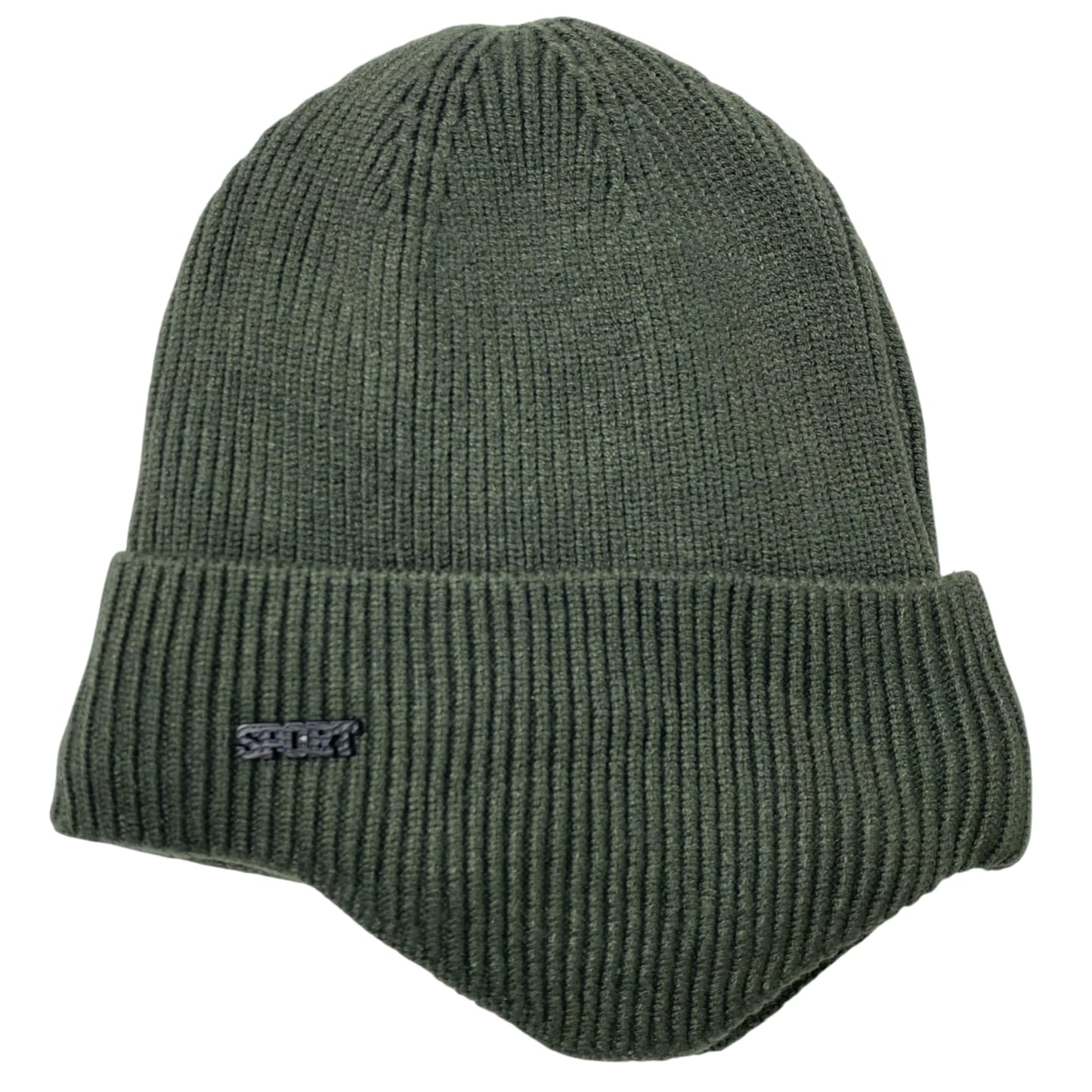 Super Soft Plush-Lined Solid Color Knitted Sport Cuffed Hat with Ear Cover