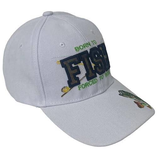 Embroidered Born to Fish Forced to Work Adjustable Baseball Cap