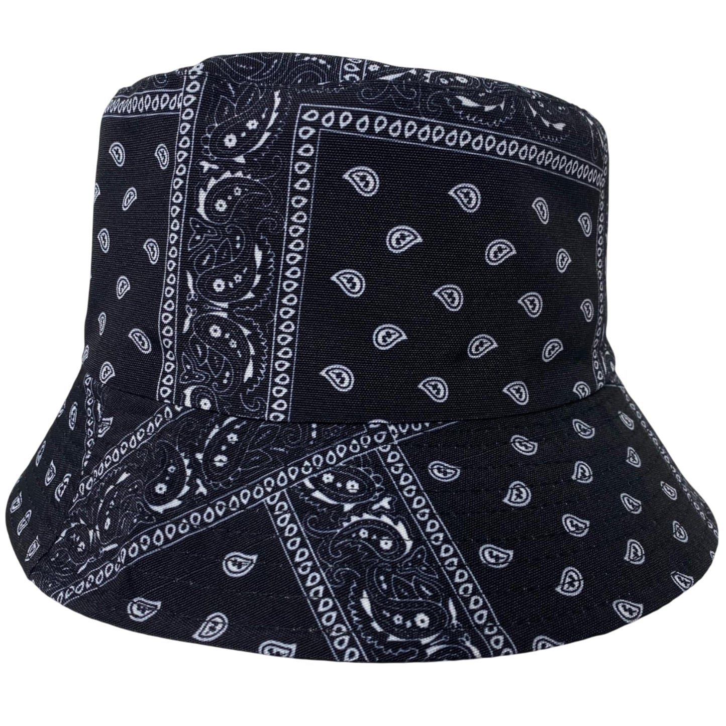 Unisex Bandana Paisley Bucket Hat Reversible Double-Side-Wear Packable for Travel, Outdoors, and Beach
