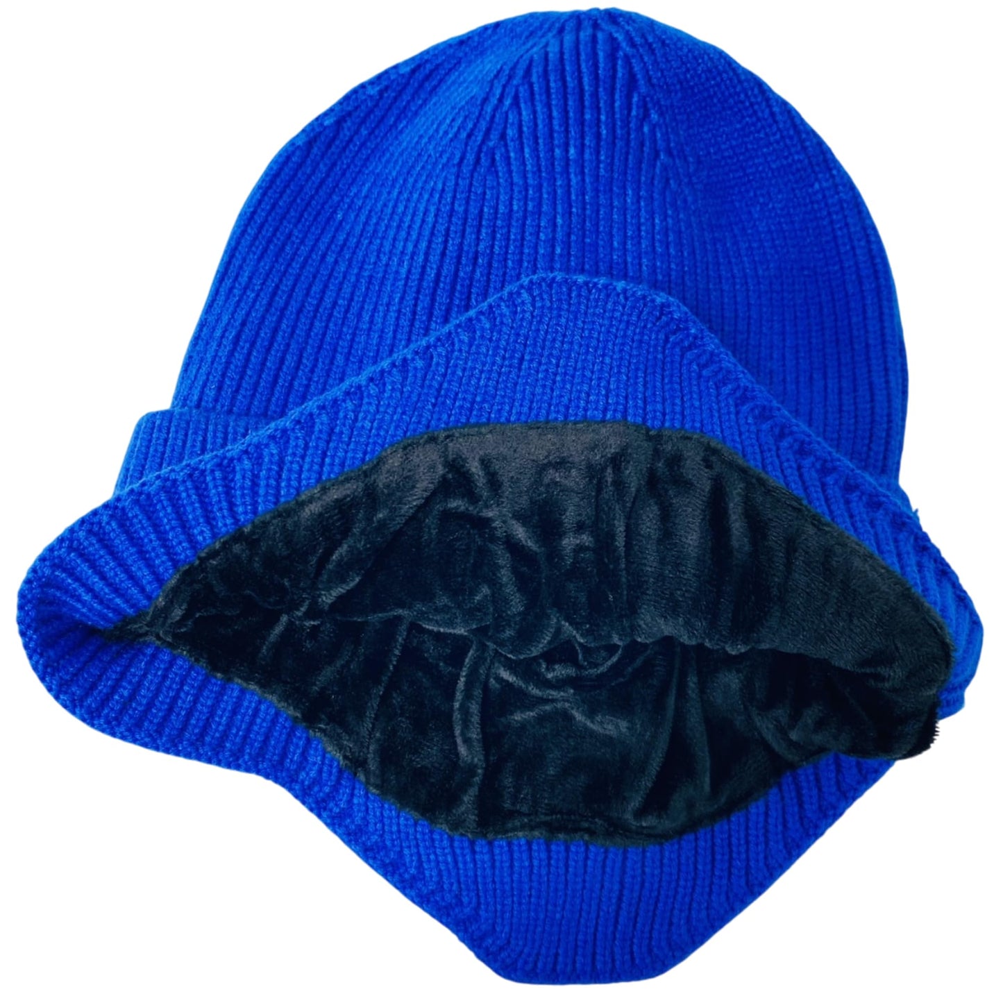 Super Soft Plush-Lined Solid Color Knitted Sport Cuffed Hat with Ear Cover