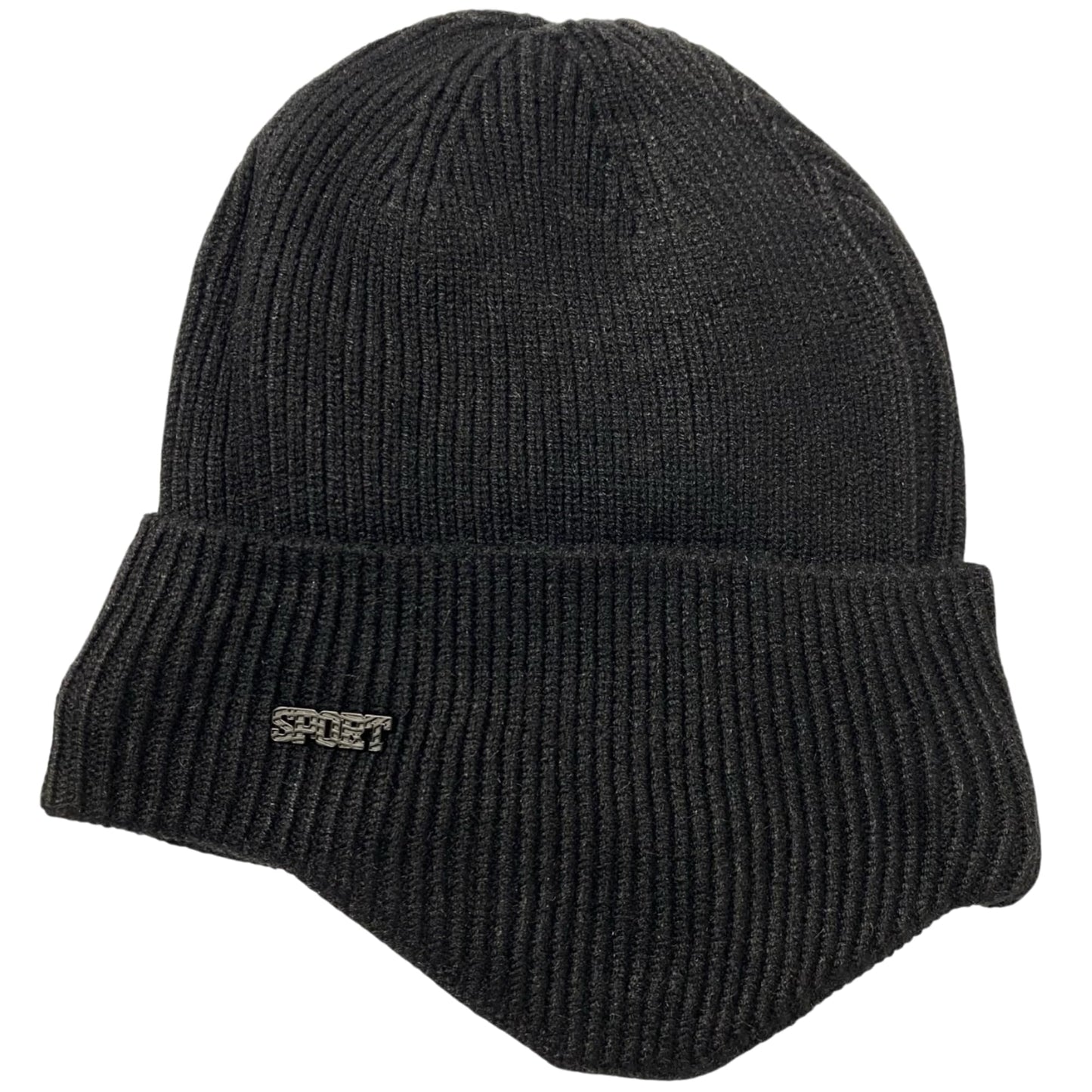 Super Soft Plush-Lined Solid Color Knitted Sport Cuffed Hat with Ear Cover