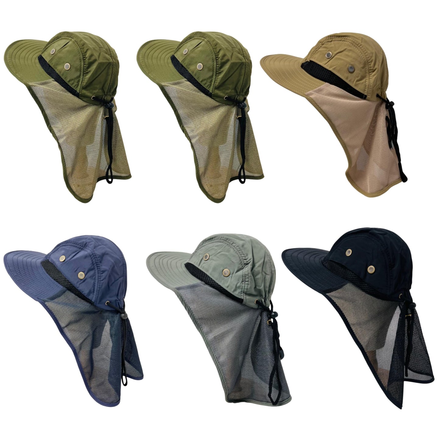 Packable and Adjustable Mesh Boonie Sun Hat with Mesh Neck Flap