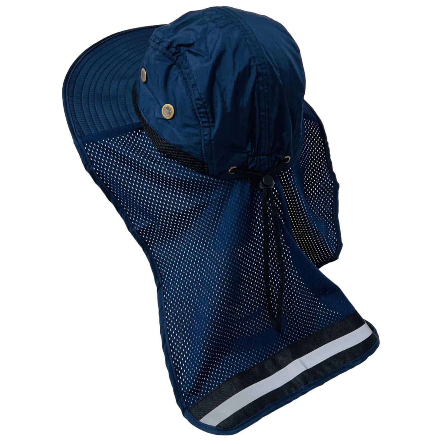 Packable and Adjustable High Visibility Mesh Boonie Sun Hat with Neck Flap and Reflective Stripe
