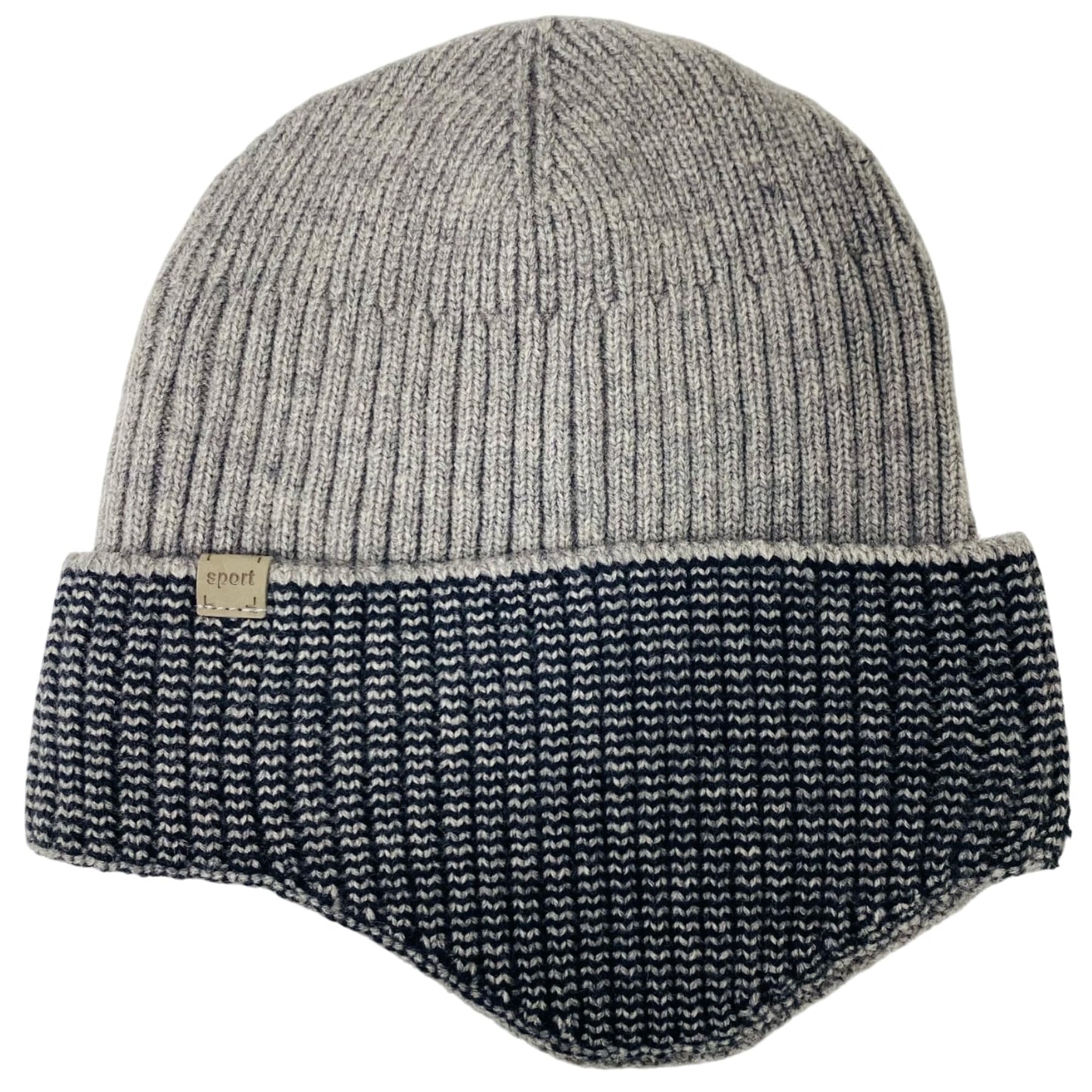 Super Soft Plush-Lined Solid Color Knitted Sport Cuffed Hat with Ear Cover