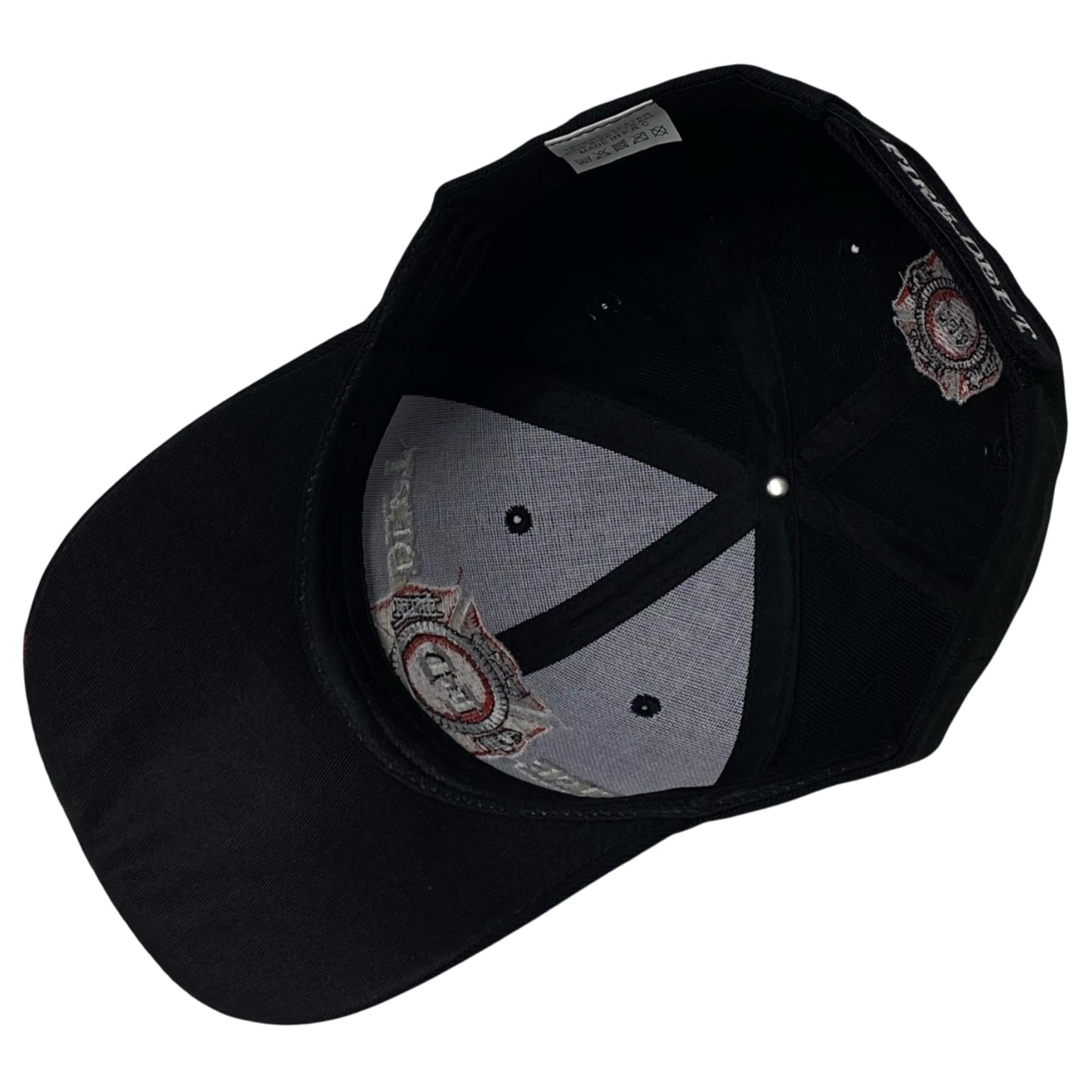 Unisex Embroidered Fire Department Baseball Cap – Patriotic Firefighter Hat with Embroidered Flames on Bill