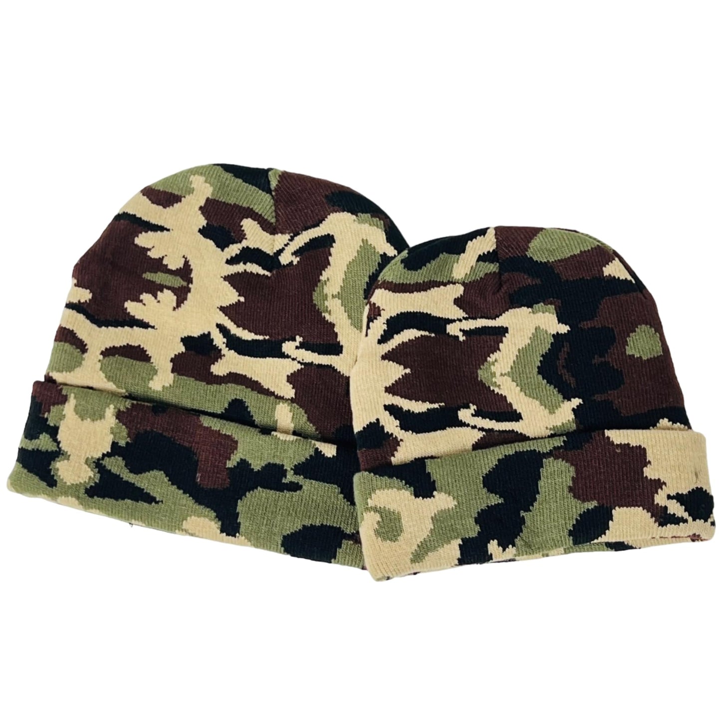 Super Soft Adult & Child Camo Print Winter Knit Beanie Set