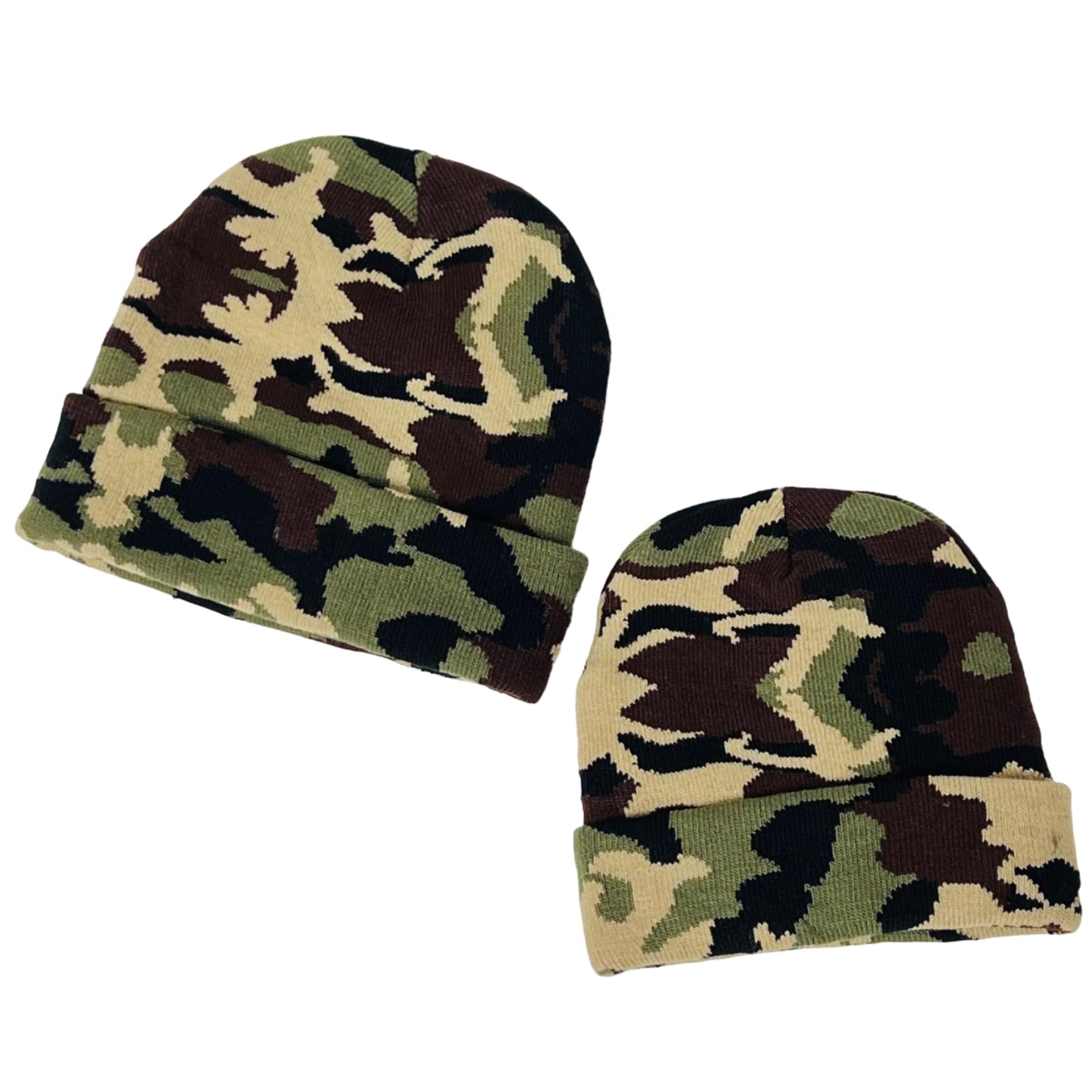 Super Soft Adult & Child Camo Print Winter Knit Beanie Set